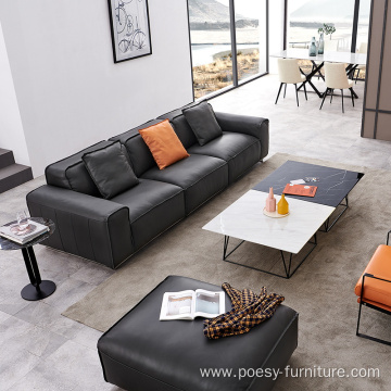 Italian minimalist living room 7 seater leather sofas